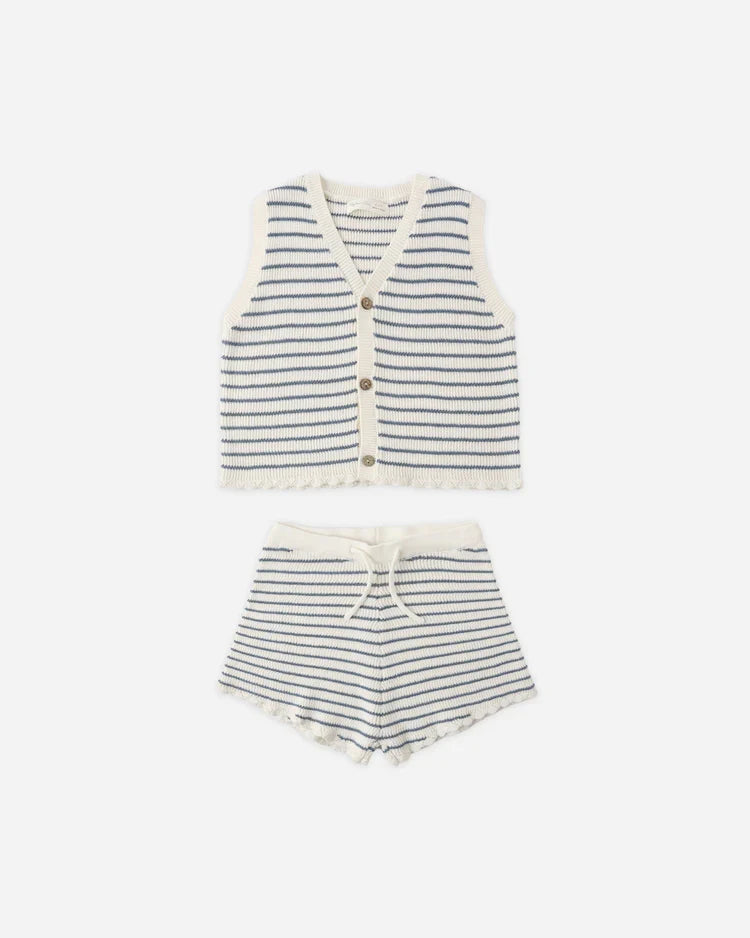 Rylee + Cru Knit Vest Set, Marine Stripe