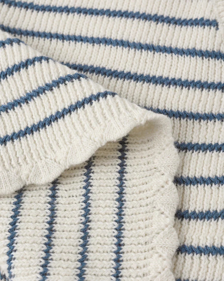 Rylee + Cru Knit Vest Set, Marine Stripe