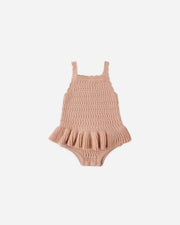 Rylee + Cru Crochet Ruffle Romper, Melon