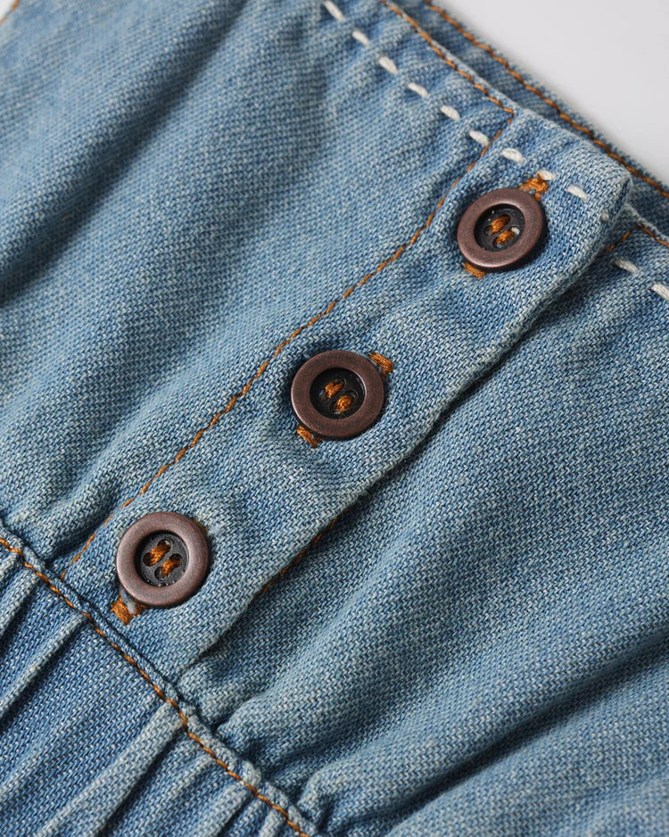 Rylee + Cru Denim Romper, Washed Blue