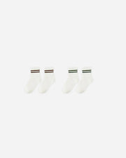 Rylee + Cru Stripe Socks, Brown and Green, 2 Pack