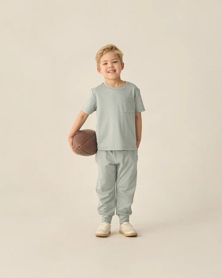 Rylee + Cru Cove Essential Pocket Tee, Heathered Sea Green