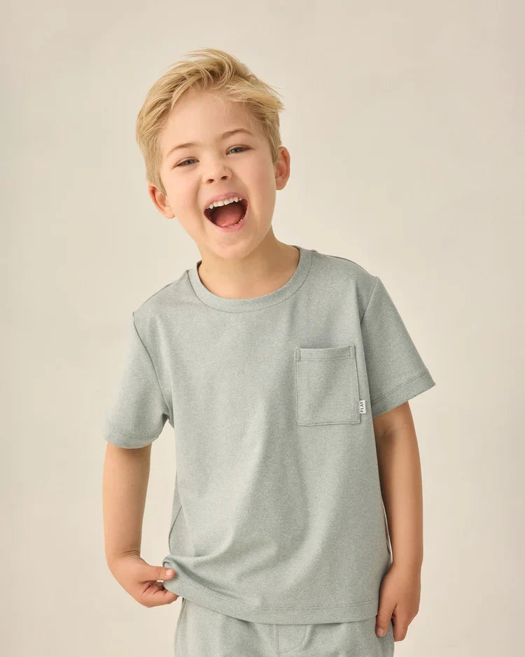 Rylee + Cru Cove Essential Pocket Tee, Heathered Sea Green