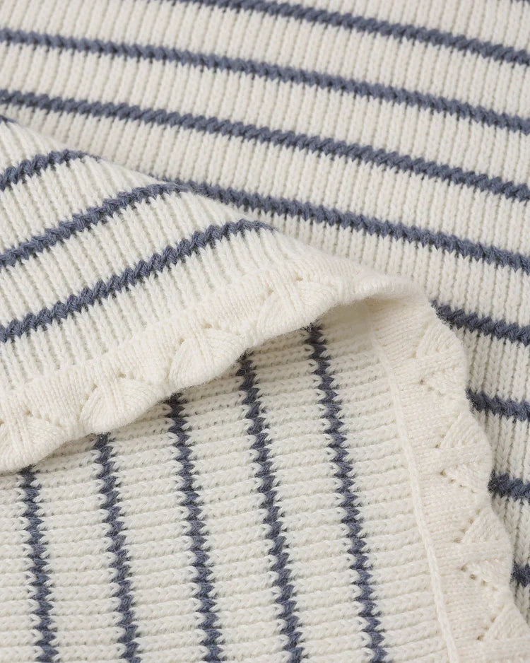 Rylee + Cru Adult Knit Vest, Marine Stripe