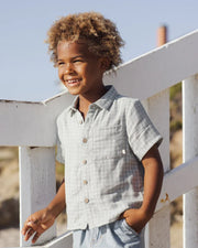 Rylee + Cru Collared Short Sleeve Shirt, Green Gingham