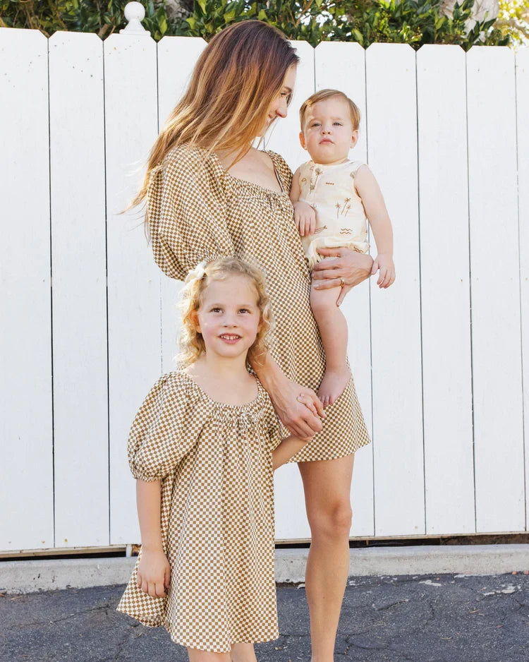Rylee + Cru Sabrina Mini Dress, Ocre Check