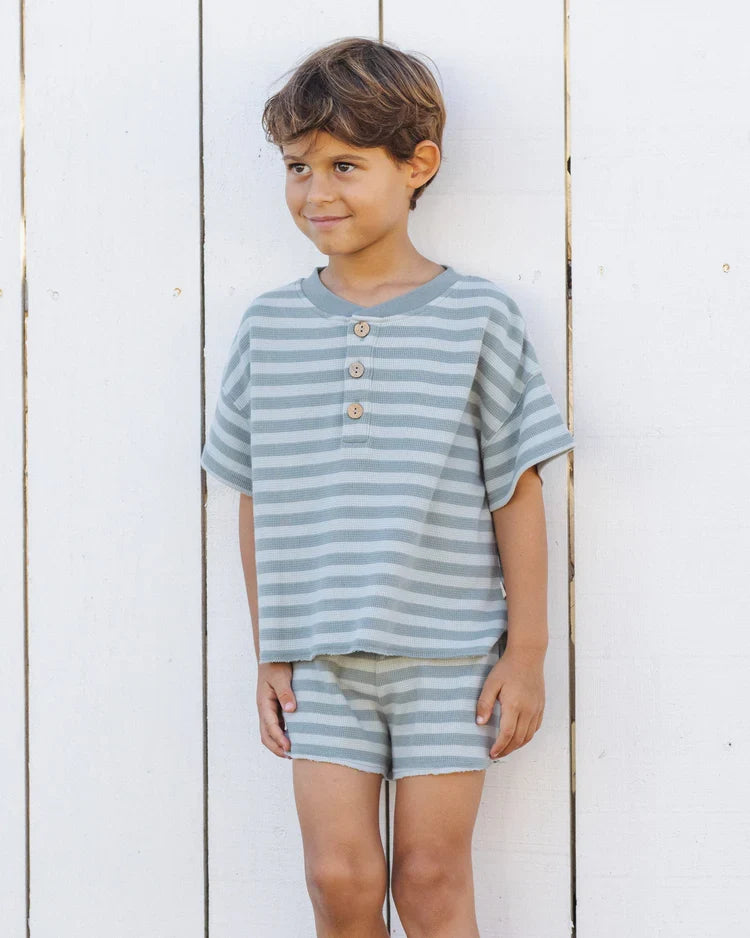 Rylee + Cru Summer Waffle Set, Sea Green Stripe