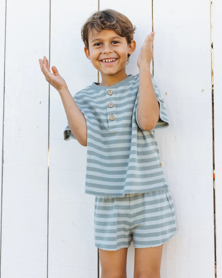 Rylee + Cru Summer Waffle Set, Sea Green Stripe