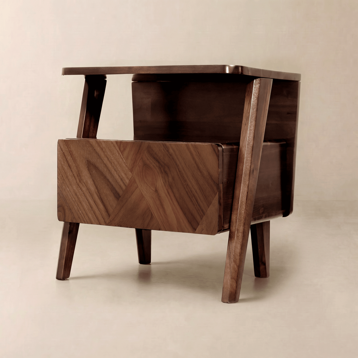 Rum Solid Acacia Wood Nightstand