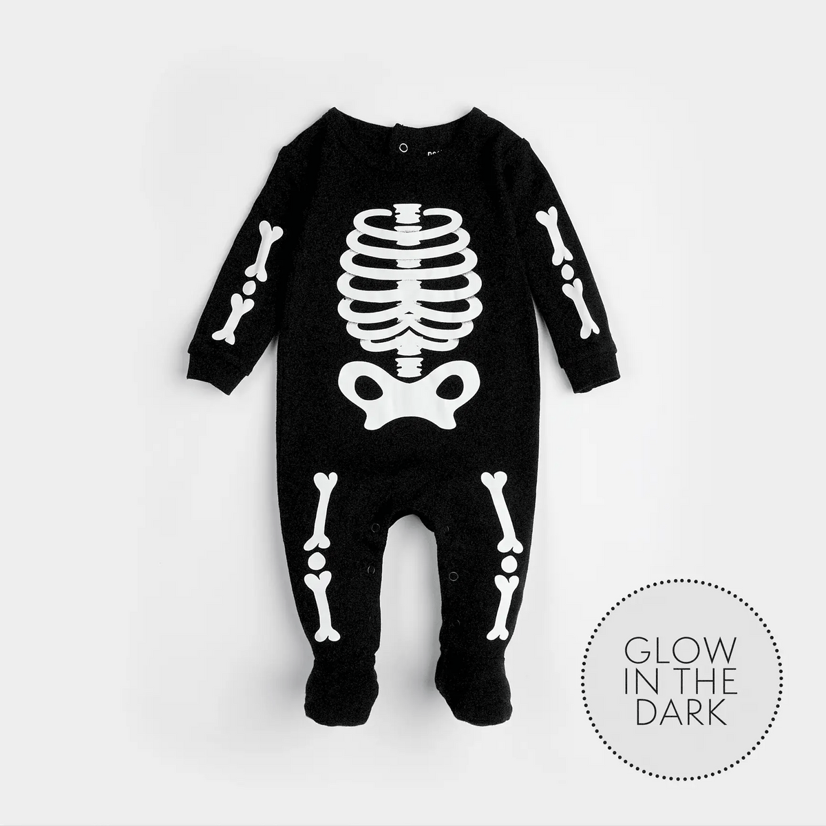 Petit Lem Skeleton Glow in the Dark Sleeper, Black