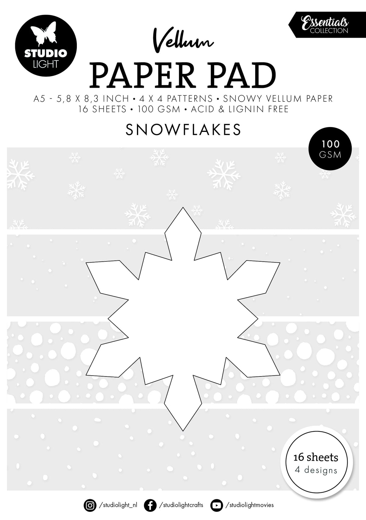 SL Vellum Paper Pad  Snowflakes Essentials 16  Sheets