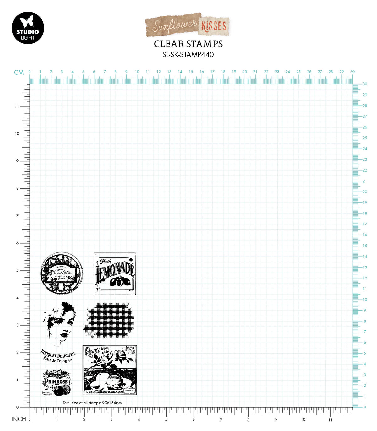 SL Clear Stamp Vintage Labels Sunflower Kisses 90x134x3mm 7 PC nr.440