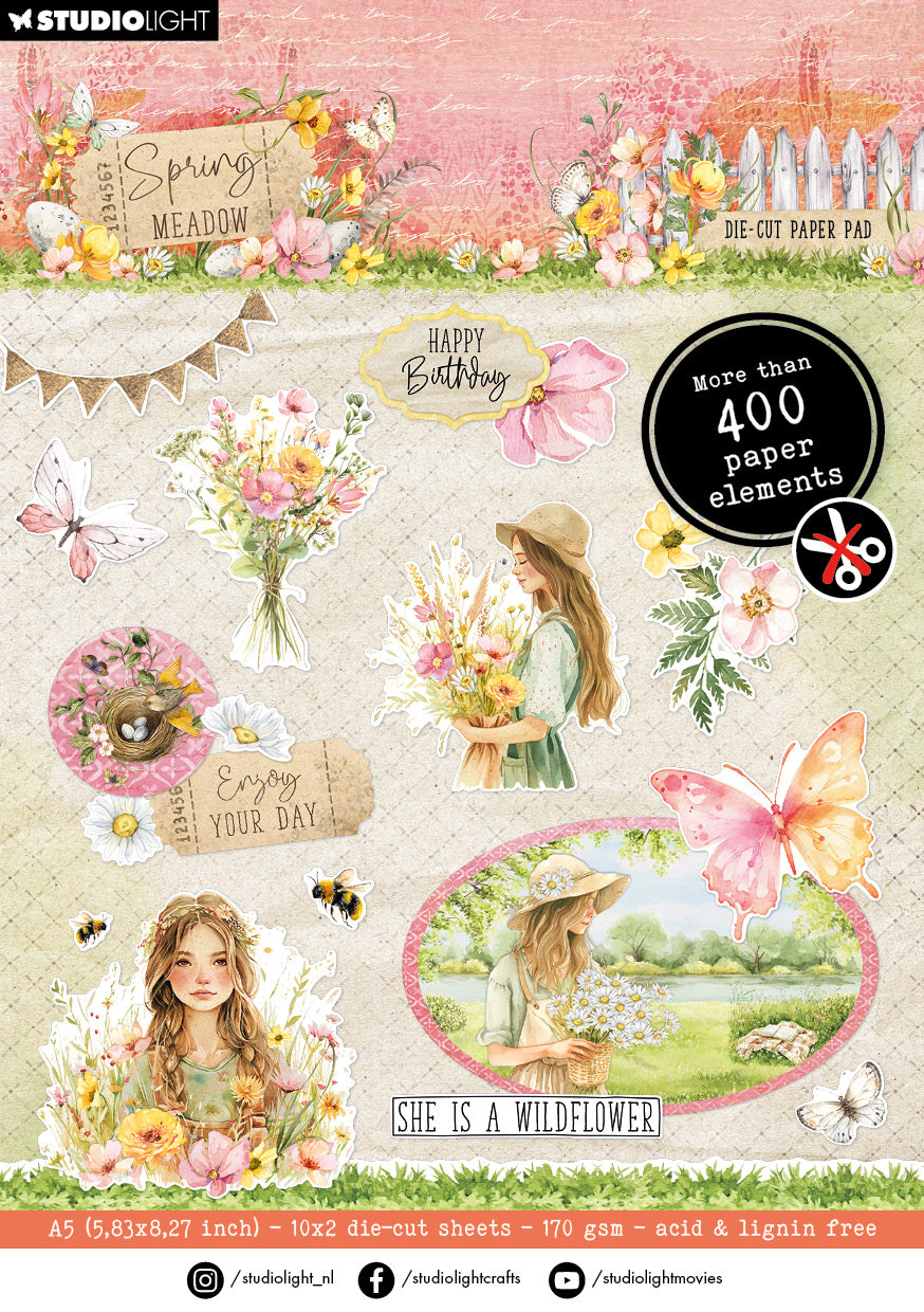 SL Die-Cut Paper Pad Paper Elements Spring Meadow 20 SH