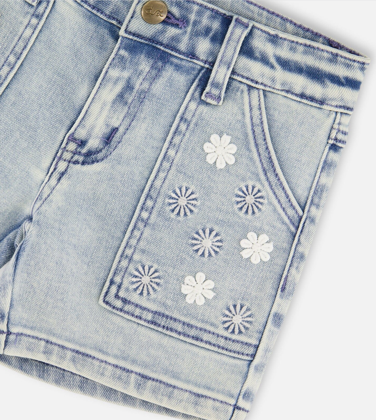 Deux Par Deux Denim Shorts, Light Blue Denim
