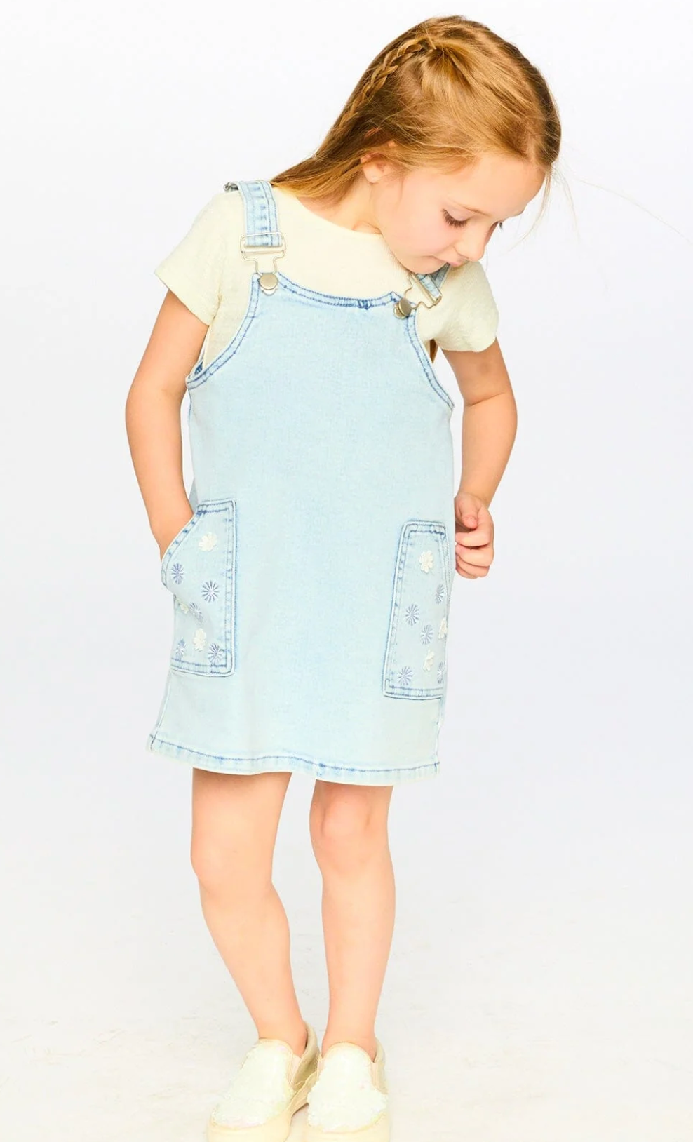 Deux Par Deux Denim Overall Dress, Light Blue Denim