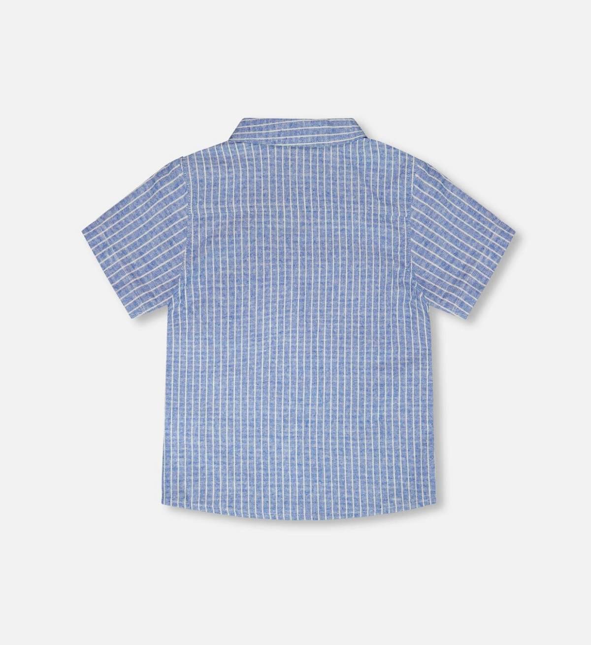 Deux Par Deux Short-Sleeve Chambray Shirt, Denim Stripe