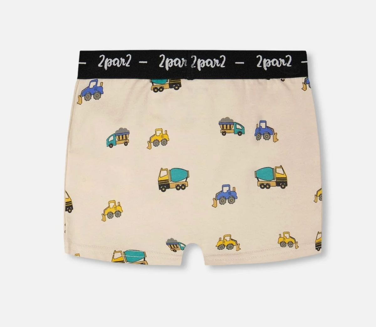 Deux Par Deux Organic Cotton Boxer, Beige Truck Print