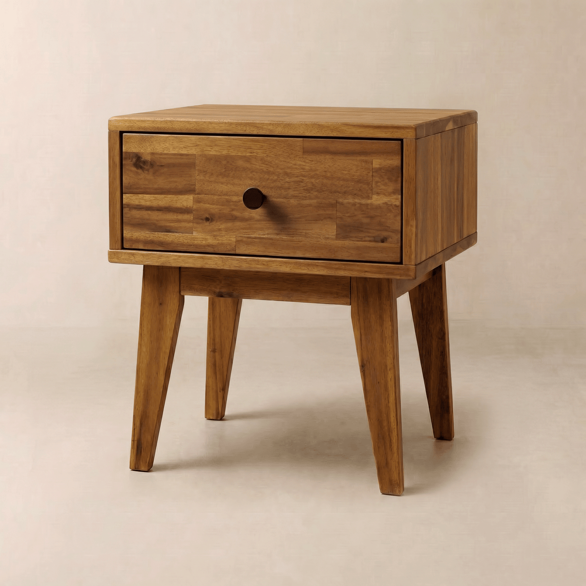 Sofia 1-Drawer Solid Acacia Wood Nightstand