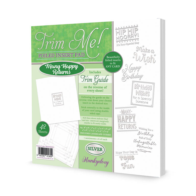Trim Me! Foiled Insert Pad - Many Happy Returns - Silver