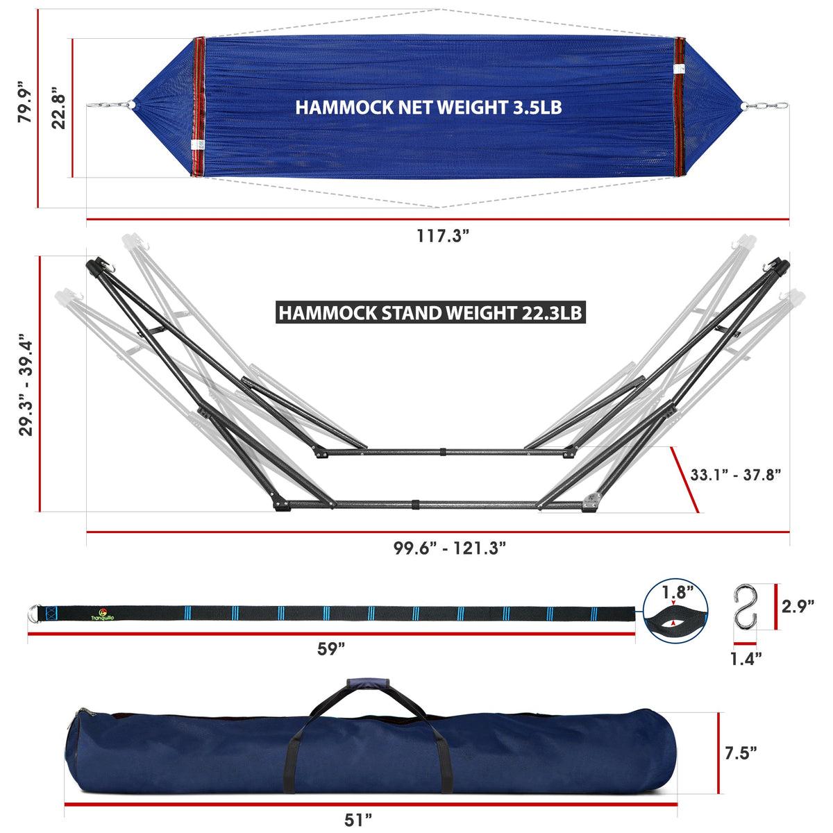 Tranquillo Comfort Set Hammock with Stand
