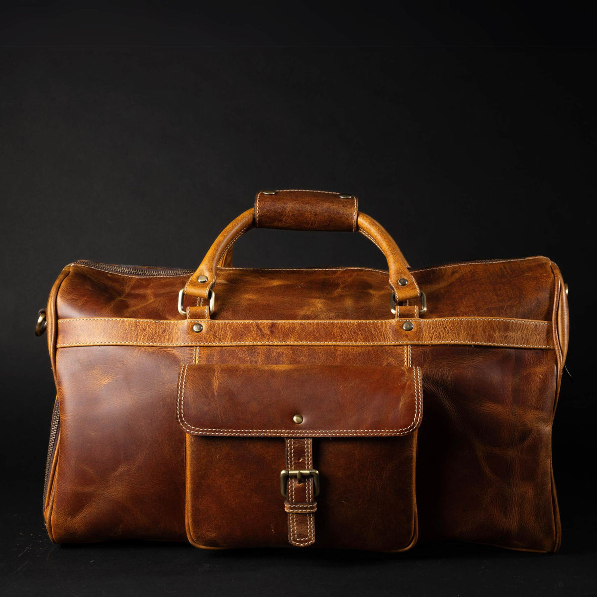 NAB Leather The Voyager Distressed Leather Duffle Bag, Cognac