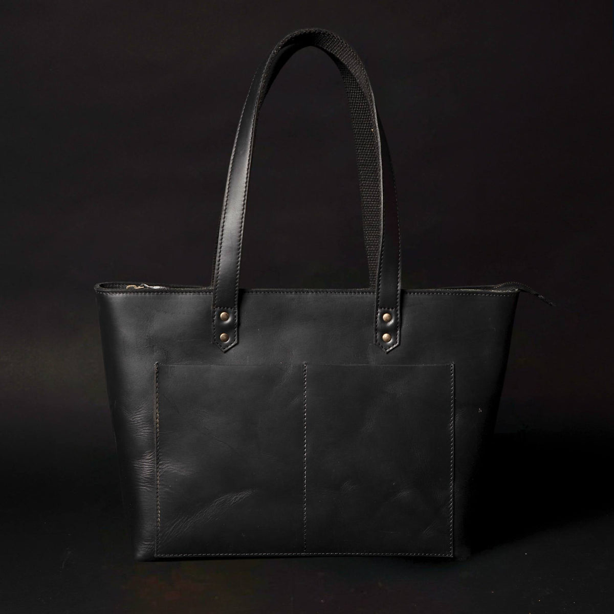 NAB Leather Classic Leather Tote Bag, Black
