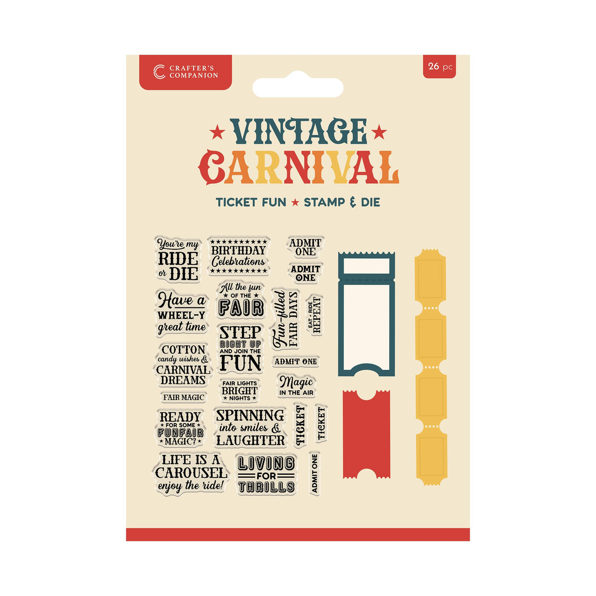 Vintage Carnival Stamp & Die - Ticket Fun