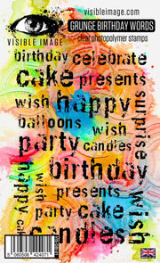 Visible Image Grunge Birthday Words - A6 Stamp Set