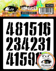 Visible Image Grunged Numbers Stencil - 4 x 4
