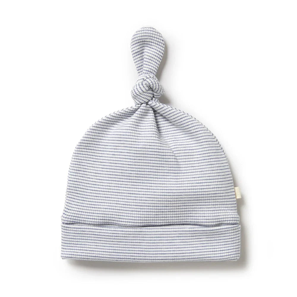 Wilson + Frenchy Organic Stripe Rib Knot Hat, Rain Drop
