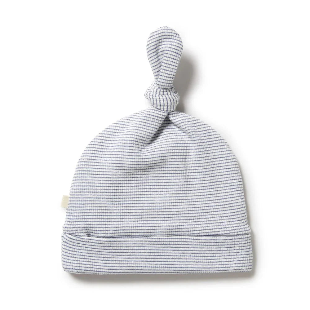 Wilson + Frenchy Organic Stripe Rib Knot Hat, Rain Drop