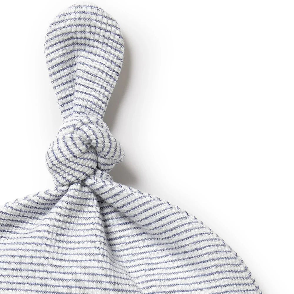 Wilson + Frenchy Organic Stripe Rib Knot Hat, Rain Drop