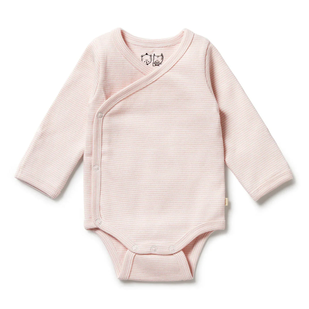Wilson + Frenchy Organic Stripe Rib Kimono Bodysuit, Cantaloupe