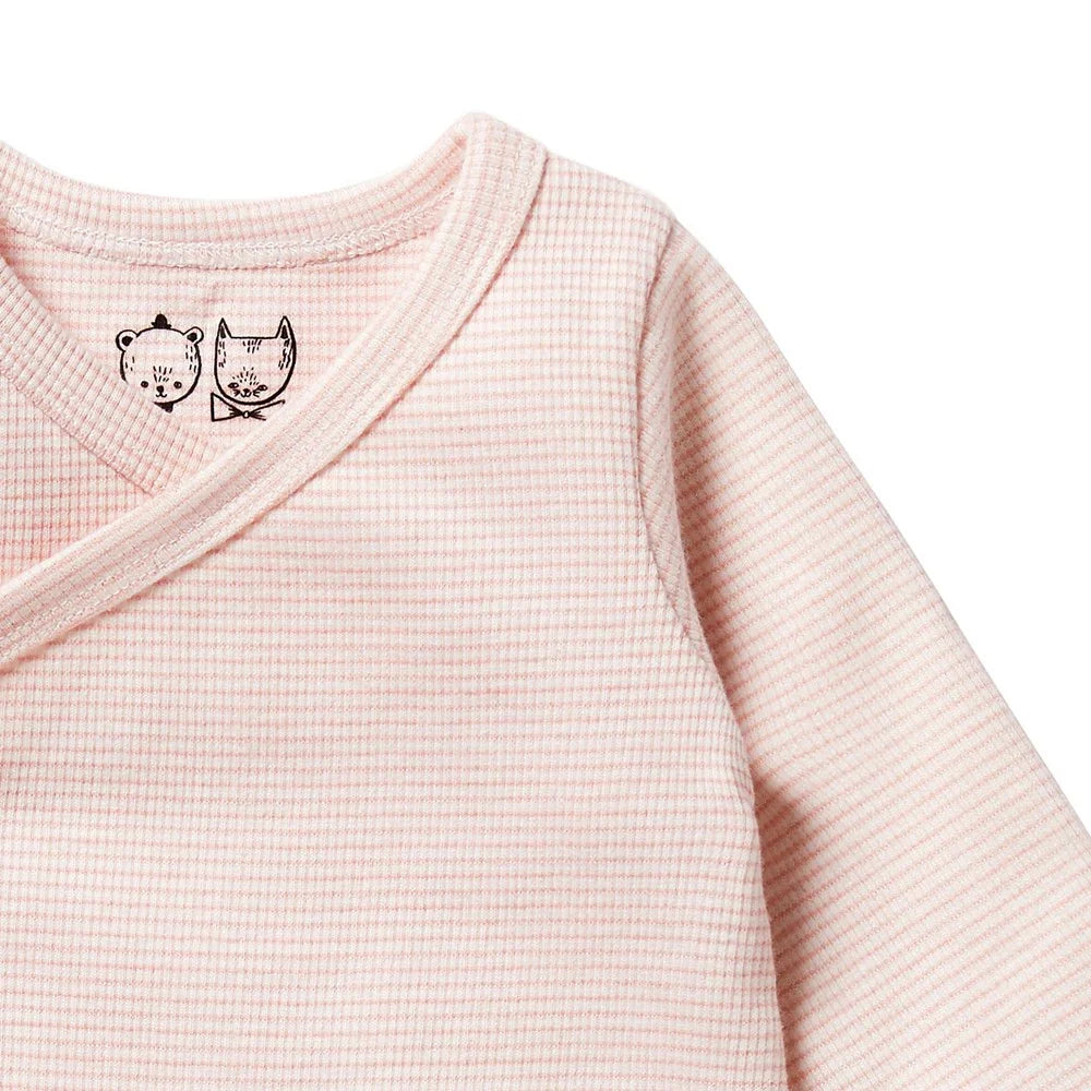 Wilson + Frenchy Organic Stripe Rib Kimono Bodysuit, Cantaloupe