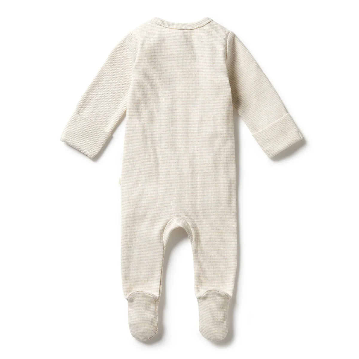 Wilson + Frenchy Organic Stripe Rib Footed Zipsuit, Oatmeal