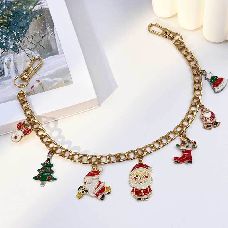 Christmas Charm Bag Chain, Gold Tone