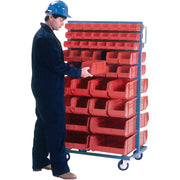 Double-Sided Mobile Bin Rack, 96 Bins, 36" W x 24" D x 63" H