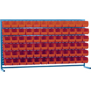 Louvered Rack with Bins, 72 Bins, 72" W x 15" D x 40" H