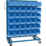 Single-Sided Mobile Bin Rack, 36 Bins, 36" W x 16" D x 46-1/2" H