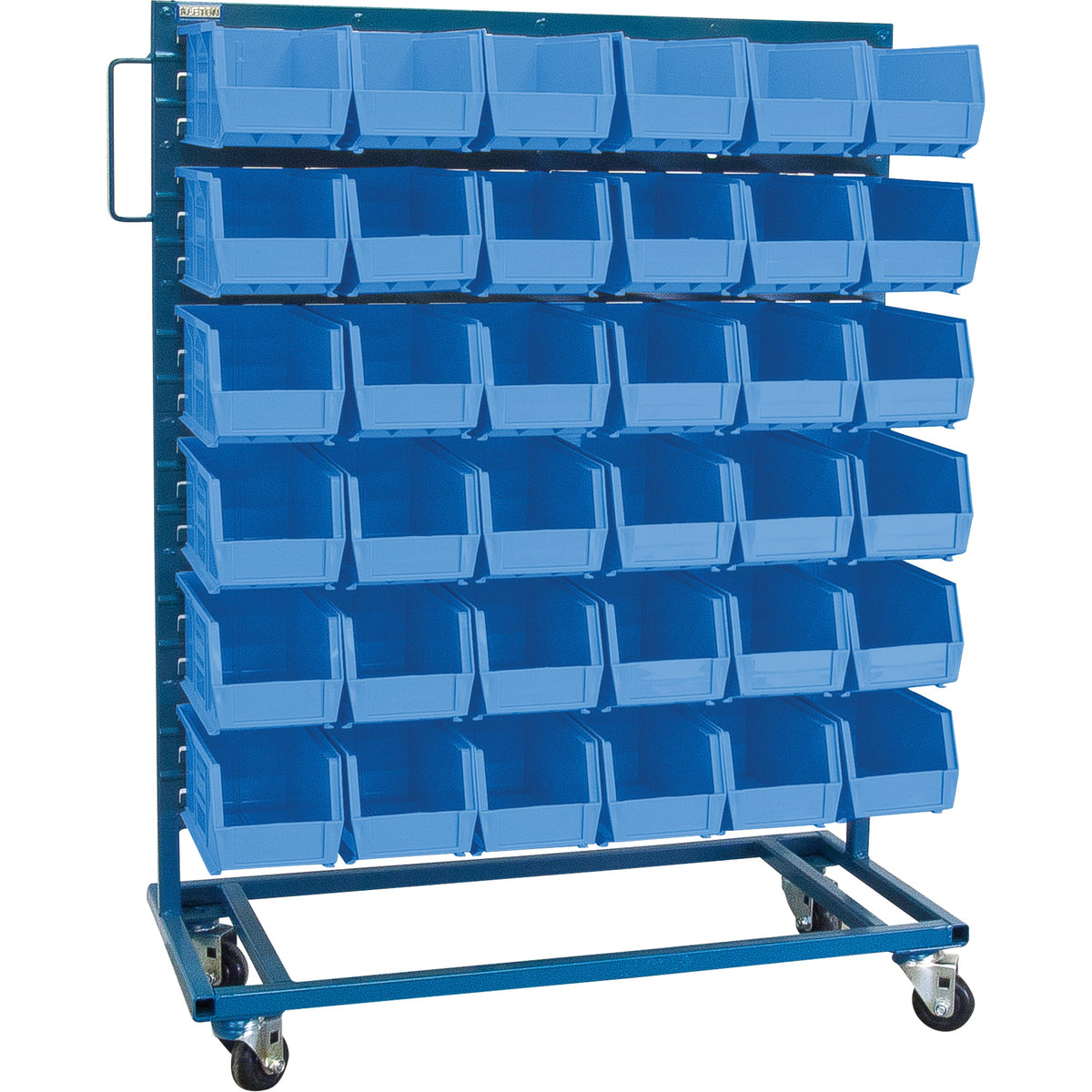 Single-Sided Mobile Bin Rack, 36 Bins, 36" W x 16" D x 46-1/2" H