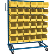 Single-Sided Mobile Bin Rack, 36 Bins, 36" W x 16" D x 46-1/2" H