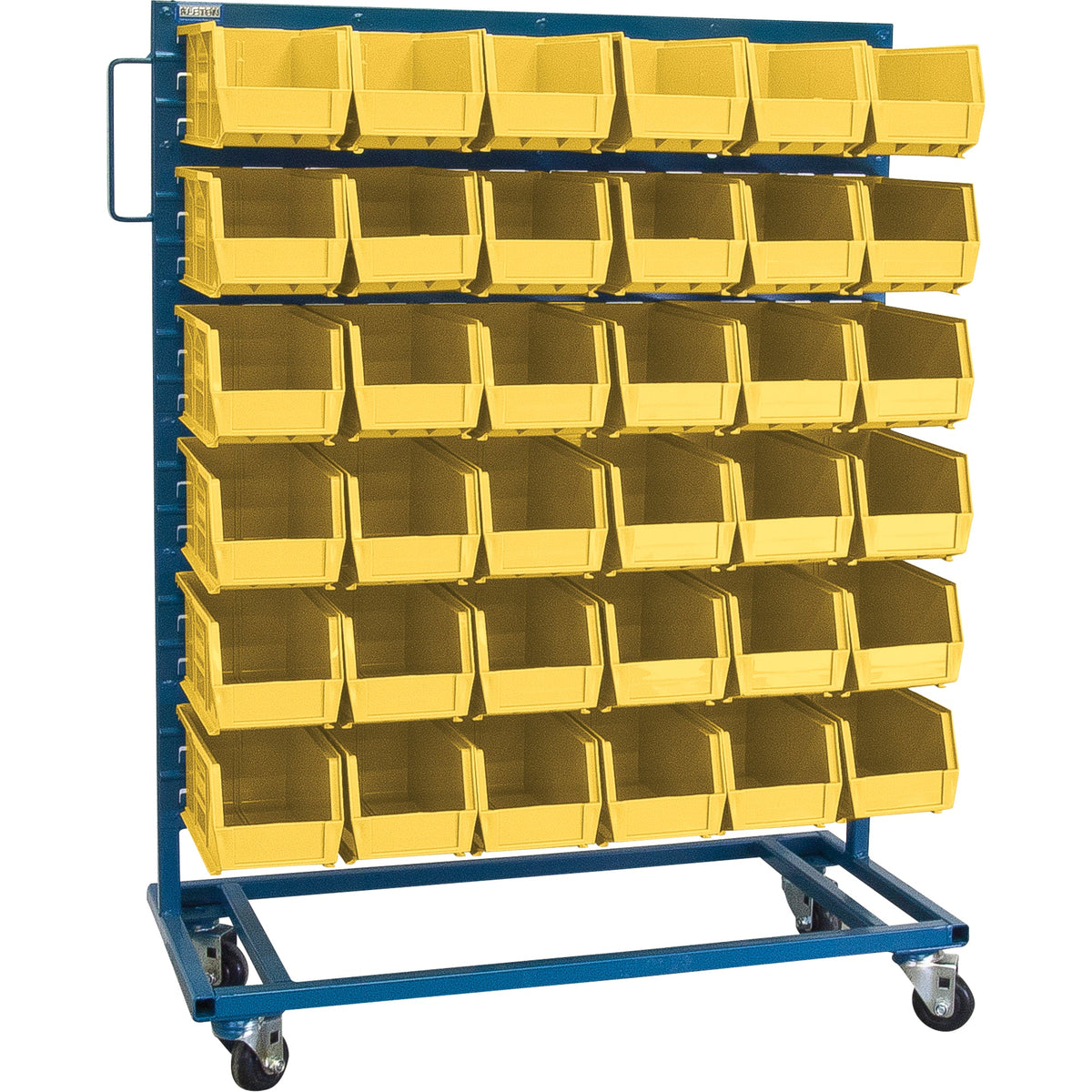 Single-Sided Mobile Bin Rack, 36 Bins, 36" W x 16" D x 46-1/2" H