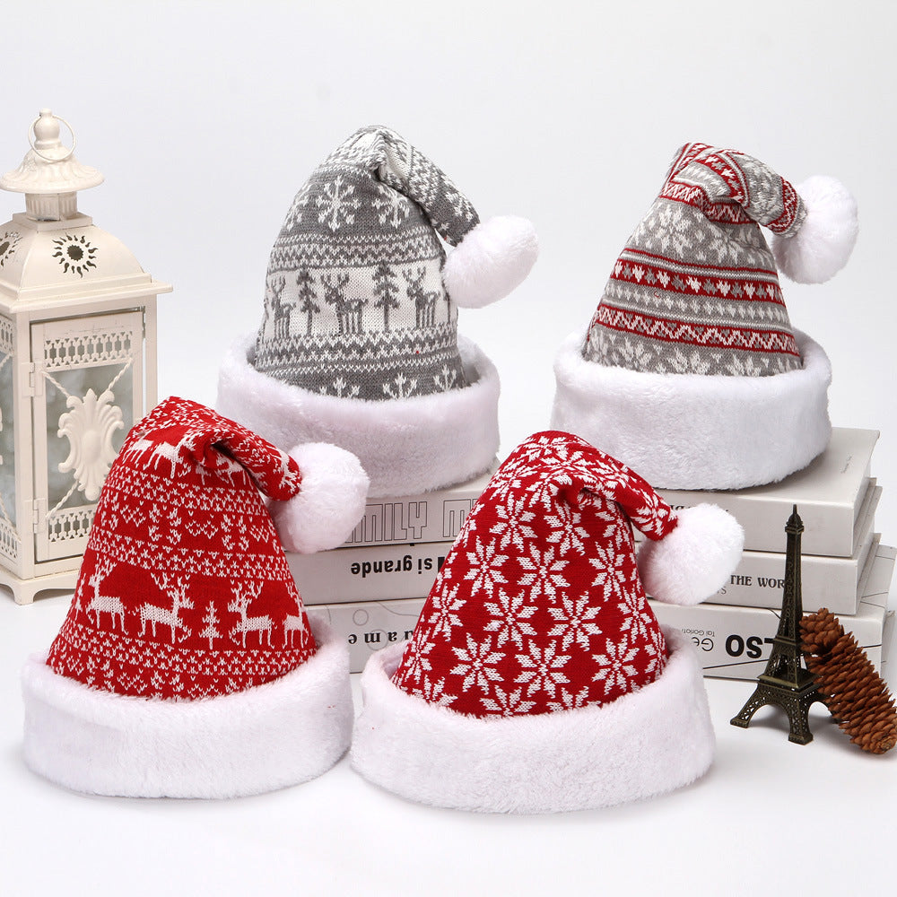 Nordic Knit Christmas Hat with Plush Trim