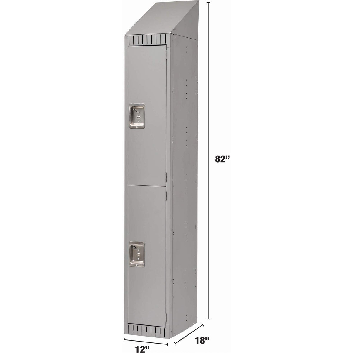 Steel Locker, 2-Tier, 12" x 18" x 72", Grey, Assembled