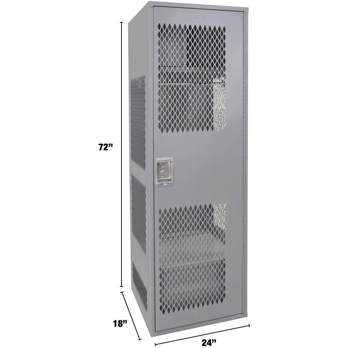 Gear Locker with Door, Steel, 24" W x 18" D x 72" H, Grey