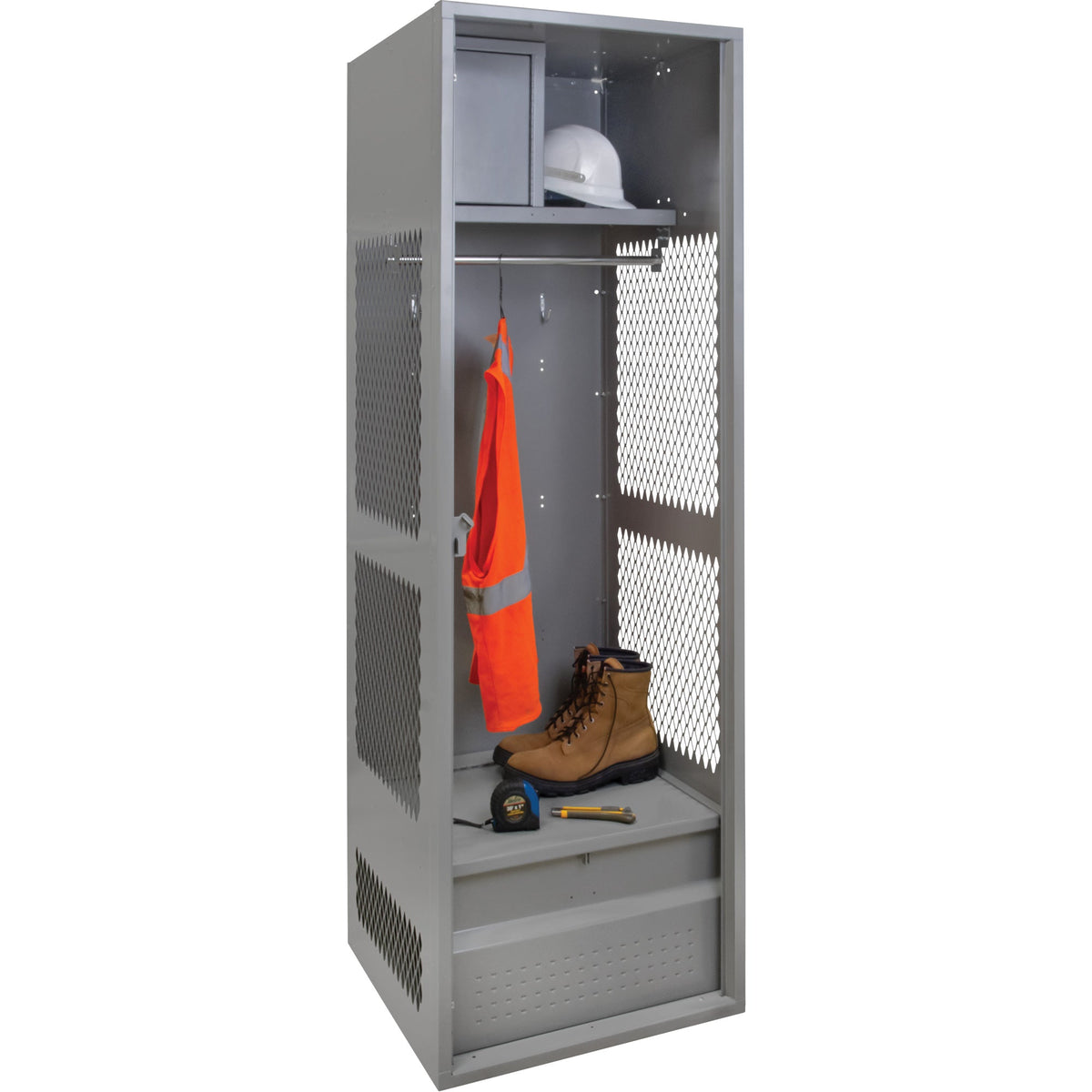 Gear Locker, Steel, 24" W x 18" D x 72" H, Grey