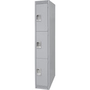 Lockers, 3 -tier, 12" x 18" x 72", Steel, Grey, Knocked Down