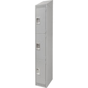 Lockers, 3 -tier, 12" x 18" x 82", Steel, Grey, Knocked Down
