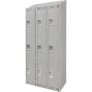 Steel Lockers, 3-Tier, Bank of 3, 36" x 18" x 82", Grey, Knocked Down
