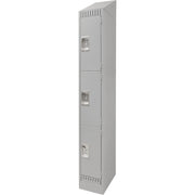 Lockers, 3 -tier, 12" x 18" x 86", Steel, Grey, Knocked Down